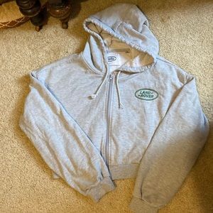 Land Rover pacsun cropped gray hoodie size medium